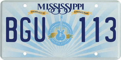 MS license plate BGU113