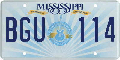 MS license plate BGU114