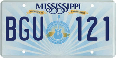 MS license plate BGU121