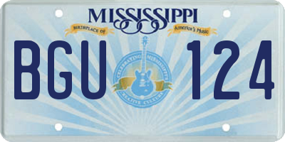 MS license plate BGU124