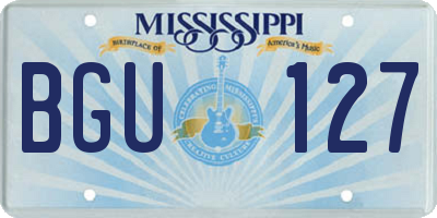 MS license plate BGU127
