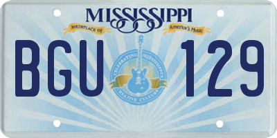 MS license plate BGU129
