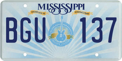 MS license plate BGU137