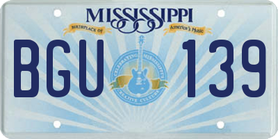 MS license plate BGU139