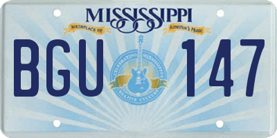 MS license plate BGU147
