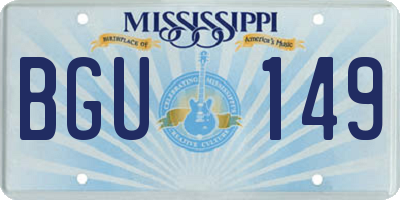 MS license plate BGU149
