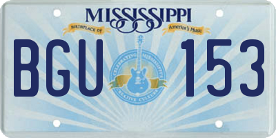 MS license plate BGU153