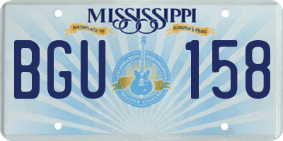 MS license plate BGU158