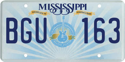 MS license plate BGU163