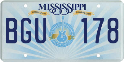 MS license plate BGU178