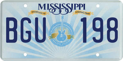 MS license plate BGU198