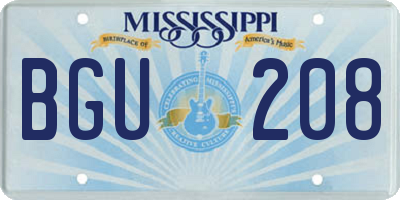 MS license plate BGU208