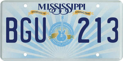MS license plate BGU213