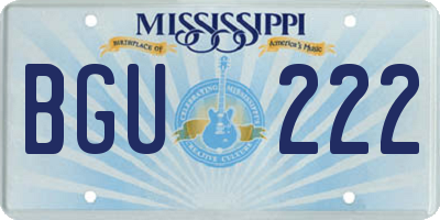 MS license plate BGU222