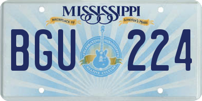 MS license plate BGU224