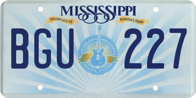 MS license plate BGU227
