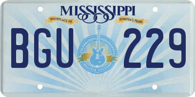 MS license plate BGU229