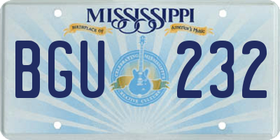 MS license plate BGU232