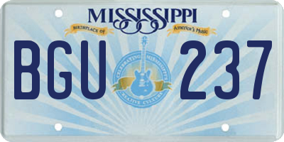 MS license plate BGU237