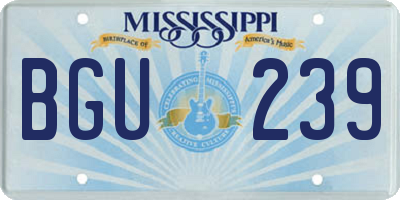 MS license plate BGU239
