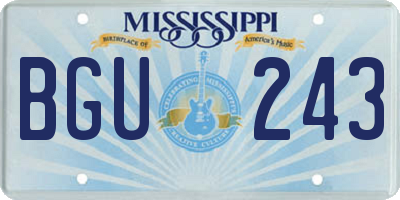MS license plate BGU243