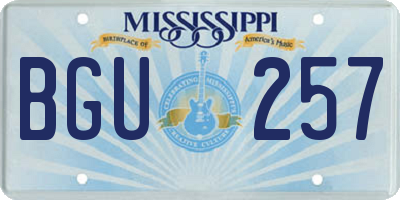 MS license plate BGU257