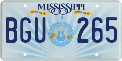 MS license plate BGU265