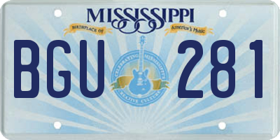 MS license plate BGU281