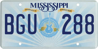 MS license plate BGU288