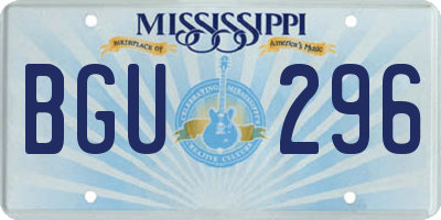 MS license plate BGU296