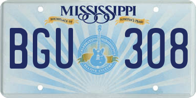 MS license plate BGU308