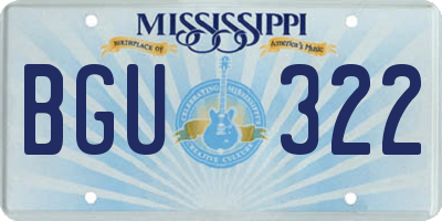 MS license plate BGU322