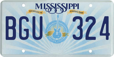 MS license plate BGU324