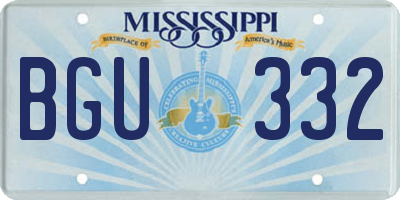 MS license plate BGU332