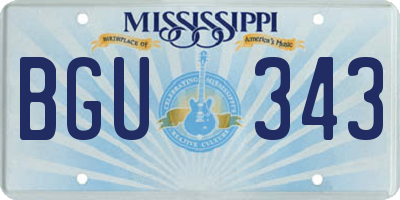 MS license plate BGU343