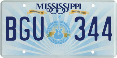 MS license plate BGU344
