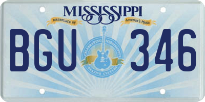 MS license plate BGU346