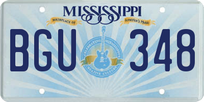 MS license plate BGU348