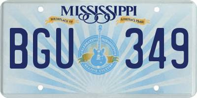 MS license plate BGU349