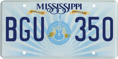 MS license plate BGU350