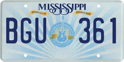 MS license plate BGU361