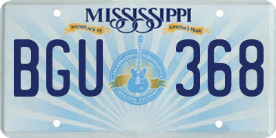 MS license plate BGU368