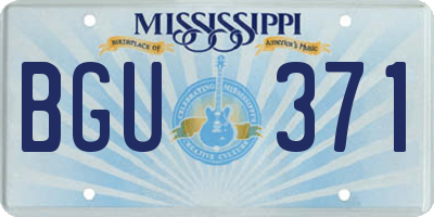 MS license plate BGU371