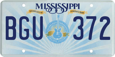 MS license plate BGU372