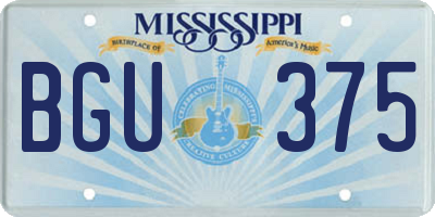MS license plate BGU375