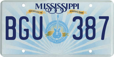 MS license plate BGU387