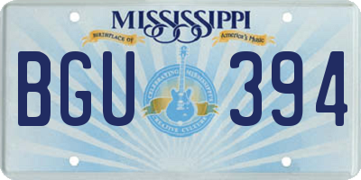 MS license plate BGU394