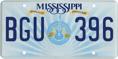 MS license plate BGU396