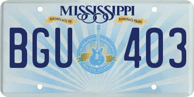 MS license plate BGU403
