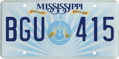 MS license plate BGU415